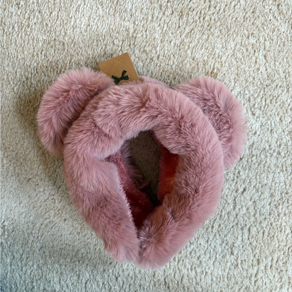 New with Tags: Pink Furry Bear Ear Muffs